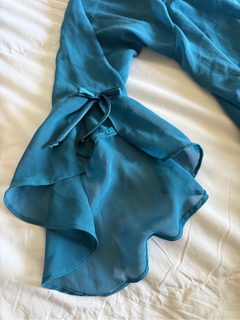 🎀 Linda Lingerie Teal Sheer Wrap Robe with Bows